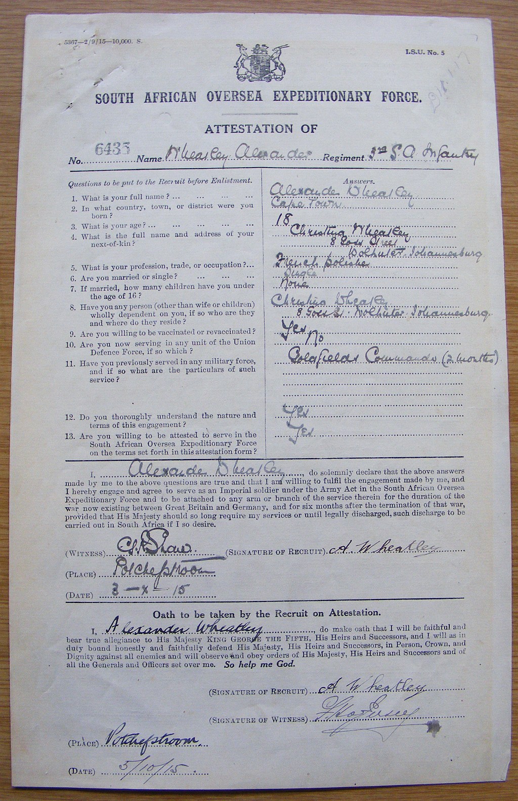 Photo from /search/photos/France/Somme/THIEPVAL MEMORIAL/Research Terry/WHEATLEY A/WHEATLEY A_2.jpg